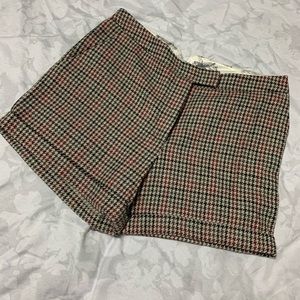 H&M Wool Blend Houndstooth Cuffed Shorts